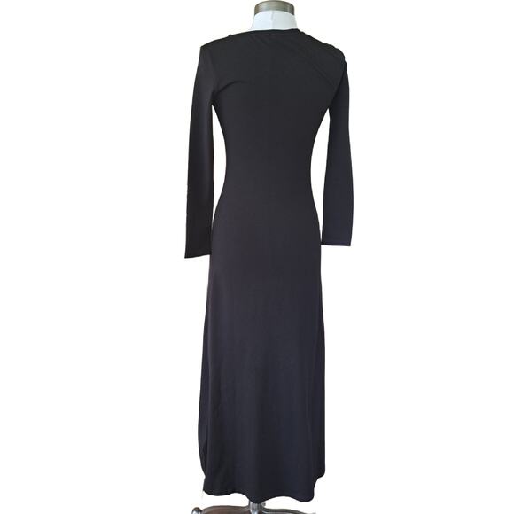 SAINT + SOFIA Runway Black Maxi Dress Size 4 Long Sleeve Minimalist - Picture 6 of 15
